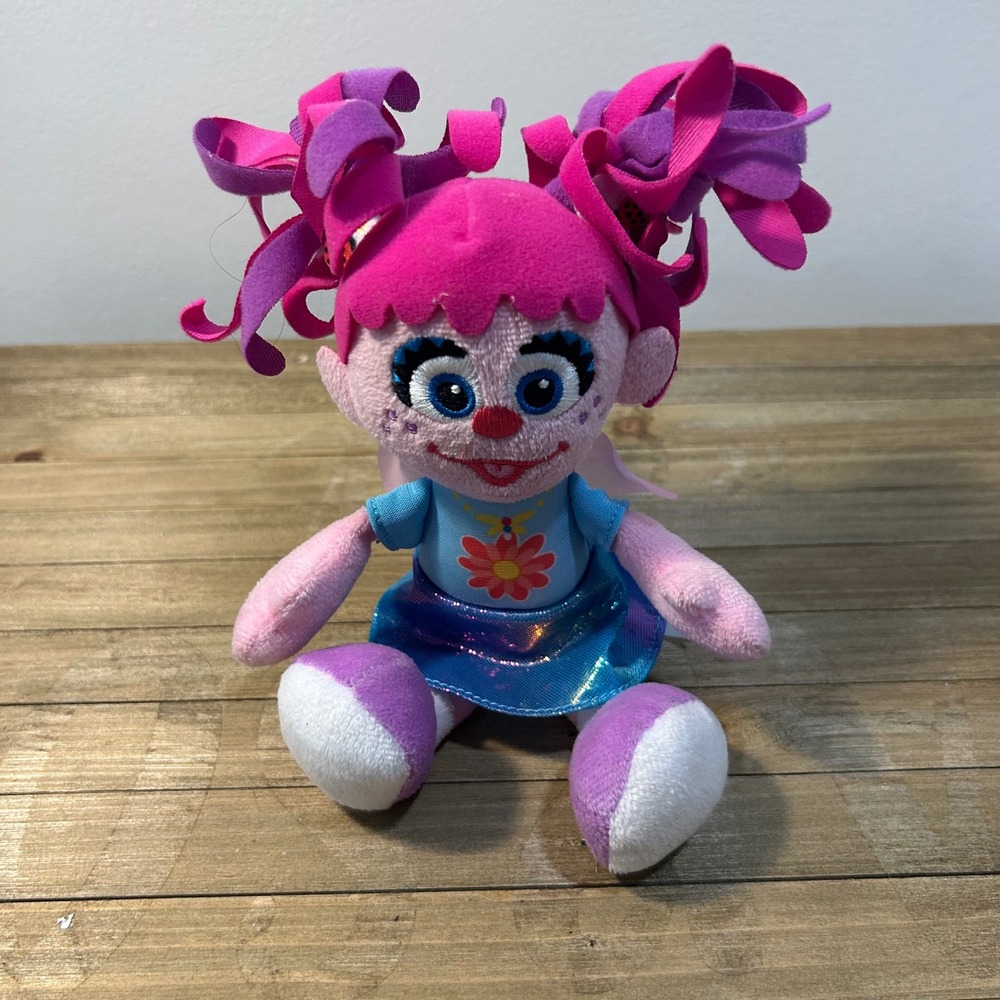 Sesame Street Abby Cadabby Plush Doll Toy Pink Purple Hair Flower Sparkle Dress